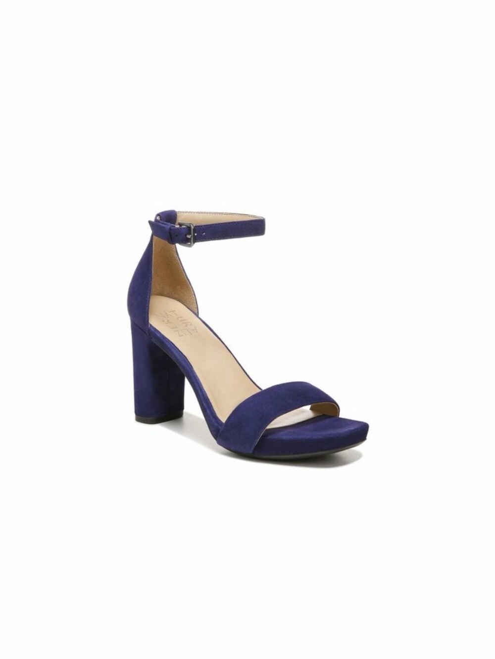 NATURALIZER Womens Navy Joy Square Toe Block Heel Leather Heeled Sandal Sz 7